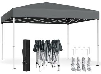 SONGMICS Faltzelt 3 x 3 m, stabil, tragbar, Pavillon für Garten, Hof, Markt, Sonnenschutz, grau