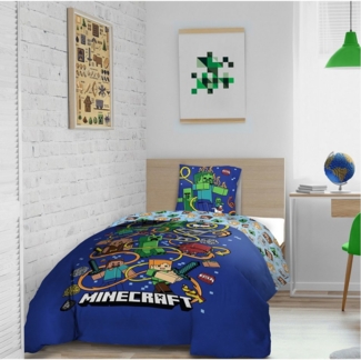 Minecraft Bettwäsche für Jungen 135x200 80x80 cm Motiv Creeper Creeps aus 100% Baumwolle