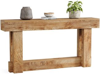 LITTLE TREE 63-Zoll-Konsolentisch im Landhausstil, 2-stufiger Sofatisch aus Holz für hinter die Couch, schmaler, Langer Eingangstisch für Wohnzimmer, Eingangsbereich, Flur (Natur)