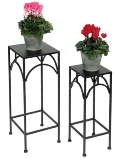 DanDiBo Blumenhocker Metall Schwarz Eckig Blumenständer 96132 2er Set Beistelltisch Blumensäule Modern Pflanzenständer Pflanzenhocker