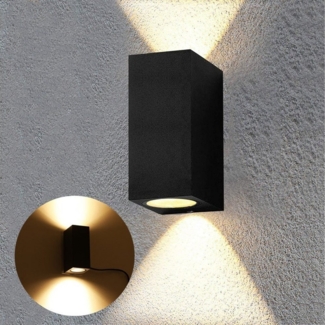 WILGOON Wandleuchte LED Wandlampen Außen & Innen Wandspot, Außen Schwarz Kubus, GU10 IP44, LED wechselbar, Warmweiß, 3000K Hauswand Up Down Aussen Aluminium,für Balkon, Gehweg