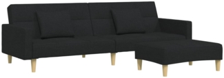 vidaXL Schlafsofa 2-Sitzer mit Fußhocker Schwarz Stoff 3258108