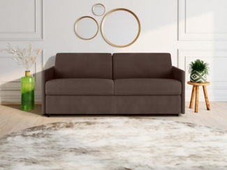 Vente-unique - Schlafsofa 4-Sitzer - Liegefläche mit Lattenrost mit breiten Latten: 160 cm - Matratze: 14 cm - Stoff - Braun - CALIFE