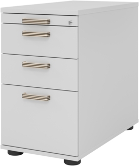 bümö Schreibtisch Schrank Büro mit Hängeregister für Hängeordner, Schubladenschrank Holz in grau, Container mit Schubladen & Hängeregistratur - Schreibtisch Kommode mit Streifengriffe, SC40-5-5-SG