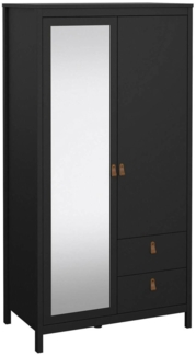 Dmora Kleiderschrank 2 Türen Lagertha, Schlafzimmermöbel, Schrank, Garderobe, 102x58 h199 cm, Schwarz