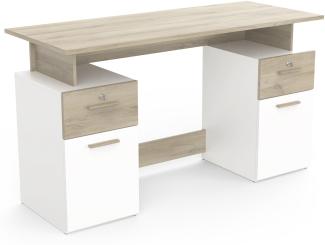 Schreibtisch >Platon< in Kronber Eiche/weiss - 135x76x55 (BxHxT)