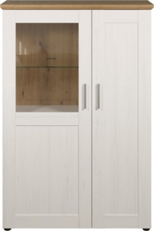 Furn. Design Stauraumvitrine Cloud (Schrank in Pinie weiß mit Artisan Eiche, 95 x 140 cm) viel Stauraum