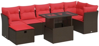 vidaXL 8-tlg. Garten-Sofagarnitur mit Kissen Schwarz Poly Rattan 3327794