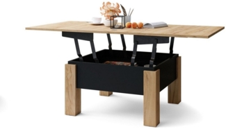 designimpex Couchtisch Design Oslo Tisch höhenverstellbar aufklappbar Esstisch