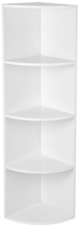 Best for Home Eckregal Eckregal Weiß–5 Ablagen,129 cm, Modernes Design, für Wohnzimmer & Büro