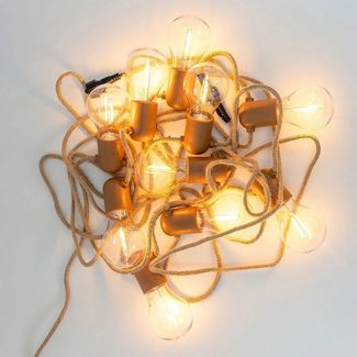 Licht-Erlebnisse Gartenleuchte NARUO, Warmweiß, LED außen 5m IP44 2700 K warmweiß mit Stecker Kabel Juteseil