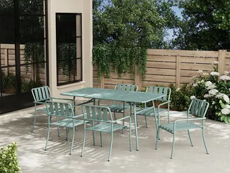 Vente-unique - BIRMOS Gartenessgruppe Metall Grün - B 65 cm80 cm x H 81,5 cm74,5 cm x L 56 cm160 cm