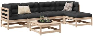 vidaXL 6-tlg. Garten-Sofagarnitur mit Kissen Massivholz Kiefer 3299401