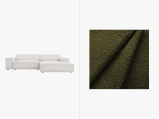 Micadoni Ecksofa Jodie 3-Sitzer Rechts Boucle Baloo Dunkel-Olivgrün