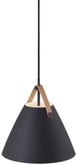 design for the people by Nordlux Moderne Pendelleuchten Strap 27, Schwarz, Leder, Metall, Stoff, 84333003