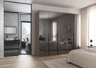 rauch Drehtürenschrank Kleiderschrank Schrank Garderobe Wäscheschrank BESTSELLER MONTCLAR (3 Ausstattungen BASIC/CLASSIC/PREMIUM (SOFT-CLOSE), Breiten 201-400 cm) Front in Glas/Hochglanz/Dekor/Grauspiegel in 5 Breiten MADE IN GERMANY