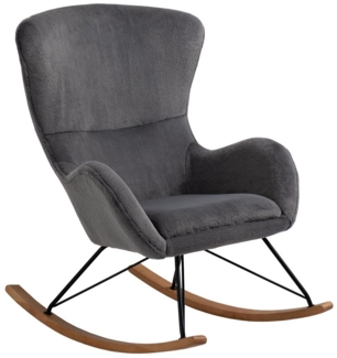 Schaukelstuhl Lammfelloptik Dunkelgrau 70 x 94 x 102 cm