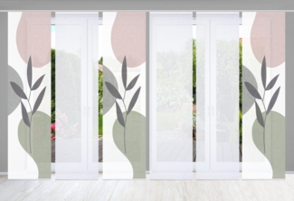 HOME in green Schiebegardine FRONDA (6 St), Paneelwagen, halbtransparent, SET DIGITALDRUCK,BAMBUSOPTIK RECYCELT