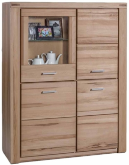 Highboard Torben / Tabea , Glas, Holz, Holzwerkstoff , Holzfarben , 110 x 140 x 40 cm
