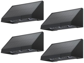 ZMH Außen-Wandleuchte 1/2/4ER Wandlampe solar 3000K 2 Modi Solarwandleuchten für Außen, LED fest integriert, 3000K Warmweiß, LED Außenwandleuchten Solarleuchte 1800mAh Wandlampe