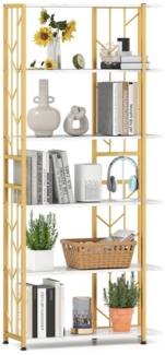 COSTWAY Bücherregal, geometrisches Standregal, 6-stöckig, Metallrahmen