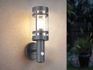 LED Außenwandleuchte mit Bewegungsmelder Anthrazit, H 34,5cm