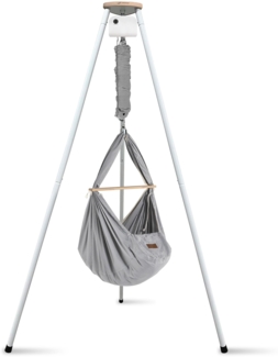 Federwiege mit Tipi und Motor Bio Grey Schafwolle Weiß Motor Weiß