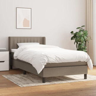vidaXL Boxspringbett mit Matratze Taupe 80x200 cm Stoff 3129829