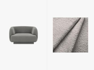 Micadoni Sessel Miley 1-Sitzer Boucle Hellgrau Kunststoff schwarz