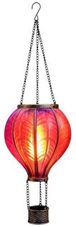 Coen Bakker LED Solarleuchte Hot Air Balloon, LED, amberfarben, Hängeleuchte Heißluftballon pink-lila 20 LEDs 15x25 cm