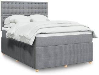 vidaXL Boxspringbett mit Matratze Hellgrau 140x190 cm Stoff 3292065