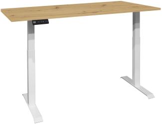 Schreibtisch höhenverstellbar elektrisch Edithe 120x70 weiß/asteiche 14235-12070
