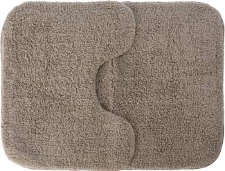 Koopman Badematte Beige, Höhe 1,5 mm, Polyester, 2tlg, Toiletenvorleger, Duschvorleger, Badezimmer, Teppich