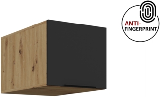 Küchen Aufsatzschrank 40 cm ARIA Schwarz ultra matt + Eiche Artisan matt, hochwertige Fronten mit Anti Fingerprint Beschichtung Küchenzeile Küchenblock