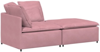 vidaXL Modulares Sofa mit Fußhocker Kissen Samt Rosa 3321222