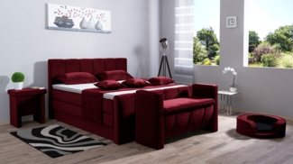 Meisterbetten Boxspringbett Roki 140x200 in VS-Weinrot, Matratzenbezug Nano, Ergoflex-Topper, mit Fussteil