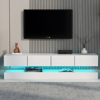 XDeer TV-Schrank TV-Schrank mit 16-farbige LED-Beleuchtung TV-Tisch TV-Ständer TV-Schranktisch für bis zu 55 Zoll Fernseher 130*33*15cm Weiß
