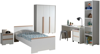 Jugendzimmer Set Kariotta Möbelset Holzwerkstoff Weiß/Buche