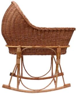 Casa Padrino Luxus Schaukel Babybett Braun / Naturfarben 90 x 50 x H. 65 cm - Handgefertigtes Rattan Baby Schaukelbett - Rattan Möbel - Baby Möbel - Luxus Möbel