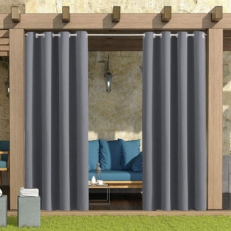 Qelus Outdoorvorhang Wasserdicht Outdoor Blickdicht Vorhang Gardinen mit ösen, (2 St), für Pavillon Garten Balkon Terrasse