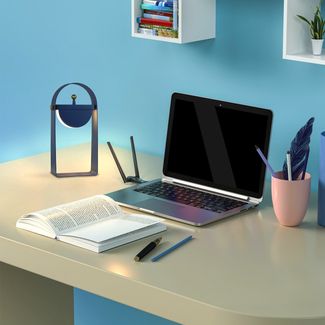 ZMH Tischlampe LED Nachttischlampe Kabellos - Tragbar Nachtlicht Helligkeit Einstellbar Stimmungslicht Batterietrieben Modern Blau Design Atmosphäre Lampe 26CM für Schlafzimmer Café Camping Wohnzimmer