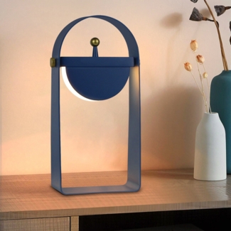 ZMH Tischlampe LED Nachttischlampe Kabellos - Tragbar Nachtlicht Helligkeit Einstellbar Stimmungslicht Batterietrieben Modern Blau Design Atmosphäre Lampe 26CM für Schlafzimmer Café Camping Wohnzimmer