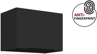 Küchen Hängeschrank 50 cm ARIA Schwarz ultra matt + Schwarz matt, hochwertige Fronten mit Anti Fingerprint Beschichtung Küchenzeile Küchenblock