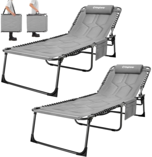 KingCamp Sonnenliege Klappbar 5-Fach Verstellbar Gartenliege Liegestuhl bis 150