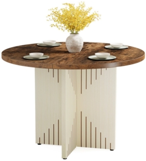 Tribesigns Esstisch Runder Esstisch für 4 Personen, Allholz-Esszimmertisch, Küchentisch