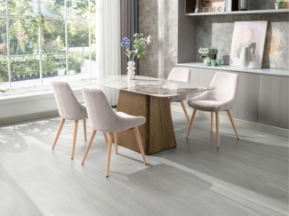 Vente-unique - Stuhl 2er-Set - Stoff & Buche - Beige - MASURIE