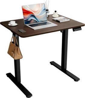 LuxusKollektion Schreibtisch Elektrischer Höhenverstellbarer Schreibtisch 80x60cm Schwarz Walnuss