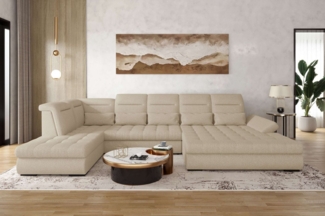 99rooms Wohnlandschaft Toscana, Sofa, U-Form, Bettfunktion, Rundumbezug aus gepolstertem Velours VOGUE