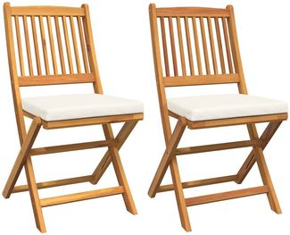 vidaXL Klappstuhl mit Kissen 2 pcs Braun Massivholz Akazie 42000953