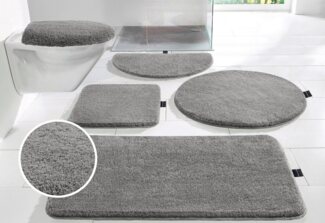 Bruno Banani Badematte Lana, Badvorleger, Badezimmer Teppich, Höhe 25 mm, rutschhemmend beschichtet, fußbodenheizungsgeeignet, schnell trocknend, strapazierfähig, Polyacryl, rechteckig, 3-tlg. Hänge-WC Set, Badteppich, Badematten, unifarben, auch als 3...